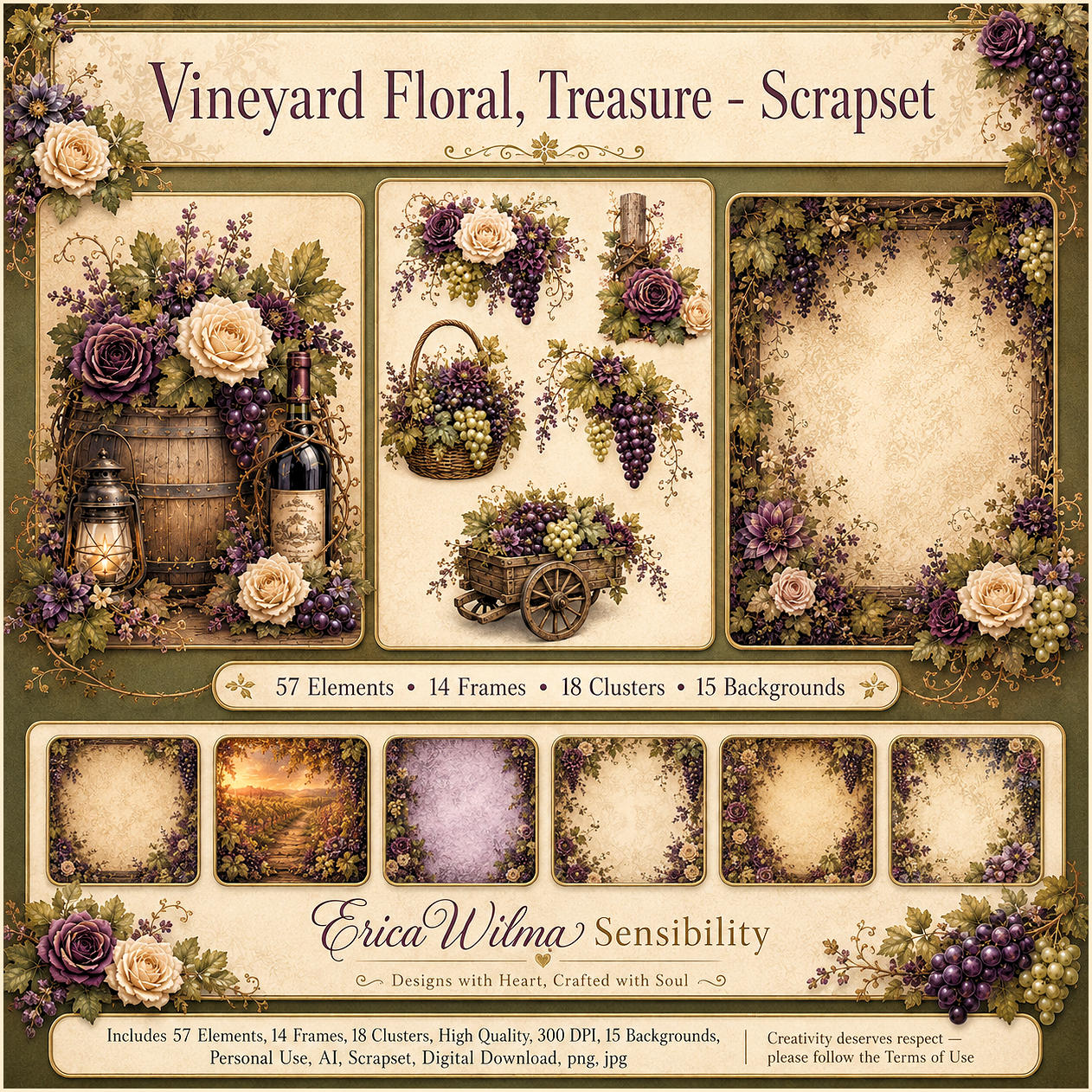 (image for) EW AI Vineyard Floral Treasures - Scrapset 2026